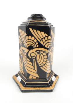 Céramique : Vase en faïence Art Déco décor d'oiseaux stylisés