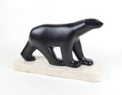 Sculpture d'après POMPON François en bronze -Ours Polaire Noir- cachet fondeur Ebano