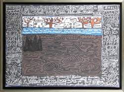 Tableau technique mixte sur toile - Le plat Pays , Qui est le Mien , J.BREL... - daté 1998 signé COMBAS Robert