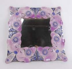Céramique : Miroir en céramique maîtrise de Nimy signé MASSART Fernande