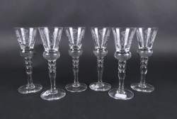 Verrerie : 6 verres gravés GIII (le Roi GUSTAVE III) (1746 - 1792) Suède manufacture de Reijmyre ou Johansfors