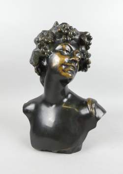 Sculpture : Buste en bronze - Bacchus jeune - (légère altération de la patine) signé d'après LAMBEAUX Jef