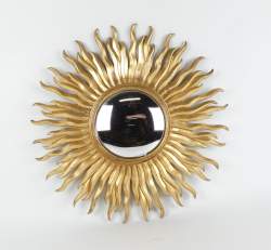 Meuble : Miroir type Sorcière/ Soleil en bois doré 20eS