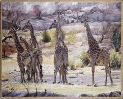 Tableau HST - Girafes aux aguets - signé ANTONY Emil
