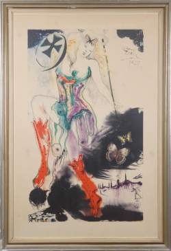 Estampe : Chromolithographie - Archange - d'après Dali cadre sous verre