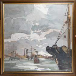 Tableau HSP - Marine industrielle - daté 53 signé JACQUEMOTTE Albert