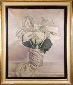 Tableau HST - Nature morte aux Calla Lily - signé HANAPPE Clémence