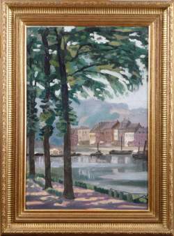 Tableau HSC -Coronmeuse- signé LOWETTE daté 1925 46x31cm cadre bois