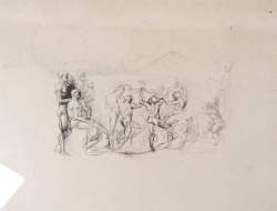 Estampe Pointe sèche -La ronde- Monogrammé AA sur papier vergé d'après RODIN Aug