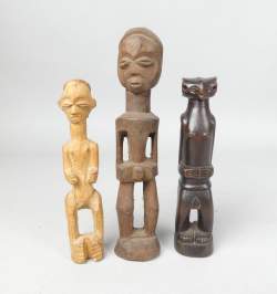 Africain : 2 fétiches Luntu et 1 Tchokwe