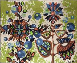 Tapis: Tapisserie main -Fleurs stylisées- signé VH LEBEAU VAN HOUT LE BEAU Miche Tapis: Tapisserie main -Fleurs stylisées- signé VH LEBEAU VAN HOUT LE BEAU Miche