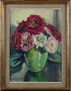 Tableau HSP -Vase de fleurs- signé VAN DE VELDE Yvonne Josephina